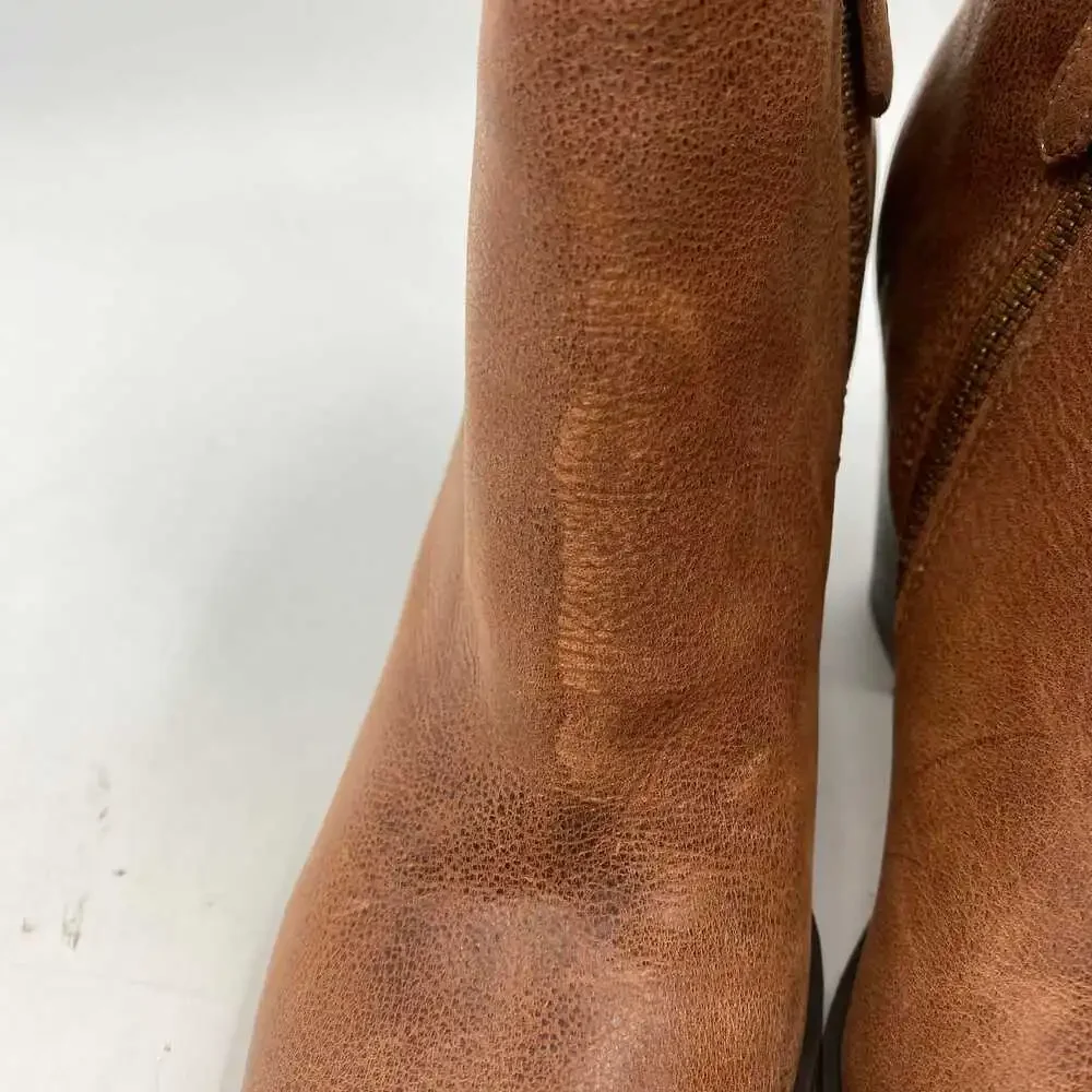 BP Brown Leather Heeled Ankle Booties | Women’s Size 7
